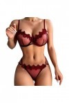 Sexy Lingerie Femmes Chemise de Nuit Corset Haut Bretelles Soutien-Gorge Nuisette Dentelle sous-vêtements en Dentelle Culotte