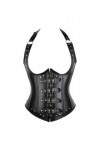 Corset en simili cuir grande taille avec bretelles en acier et os pour femme - Noir - 4XL