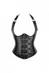 Corset en simili cuir grande taille avec bretelles en acier et os pour femme - Noir - 4XL