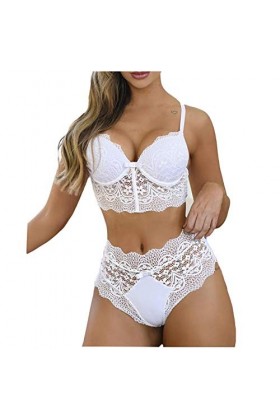 2023 Nouvel An - Style dentelle pour femmes - Ensemble pyjama sexy avec nœud papillon - Sous-vêtements sans fil - Soutien-gor