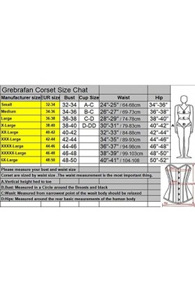 Grebrafan Corset Broderie Mariage Bustier Classique Grande Taille EU 30-32 XS,Noir Rouge 