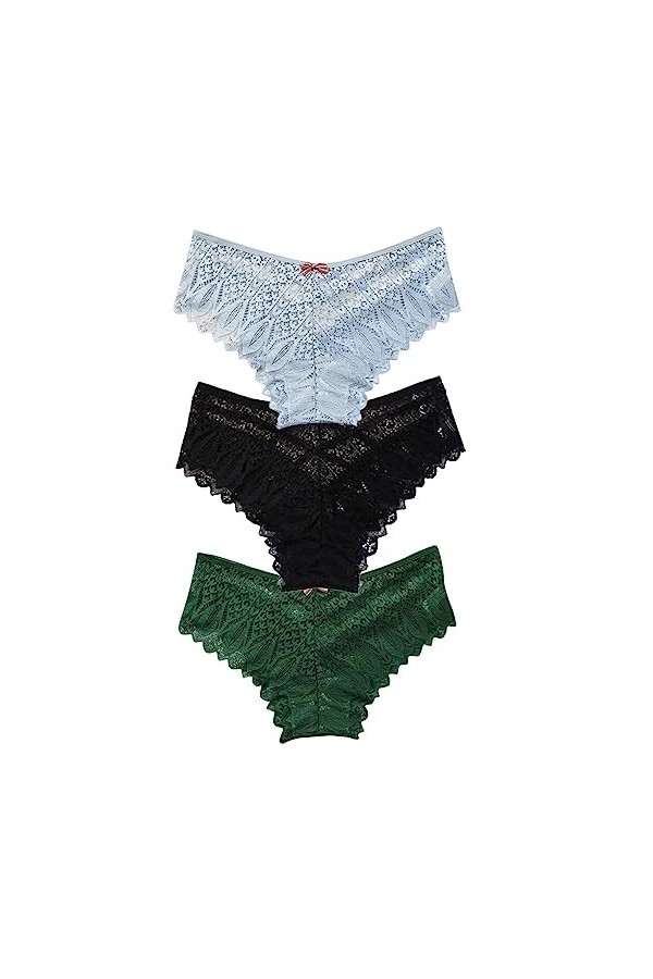 2024 Culotte pour femme en crochet à lacets Culotte sexy ajourée Sous-vêtements pour femmes Couverture sexy, Noir , S