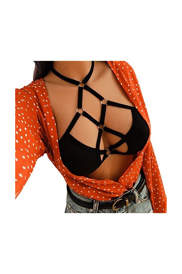 CUTeFiorino Lingerie en dentelle sans bretelles creux pour femme Sous-vêtements Soutien-gorge Bandage coulissant Corset Sous-