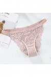 Culotte sexy en dentelle avec nœud pour femme - Taille basse - Culotte en dentelle légère pour femme, rose, XL