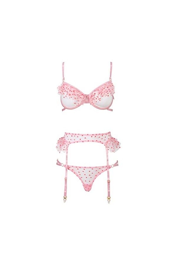 Ensemble de pyjama sexy en dentelle florale transparente 2023 - Taille haute - Soutien-gorge et culotte - Soutien-gorge trans