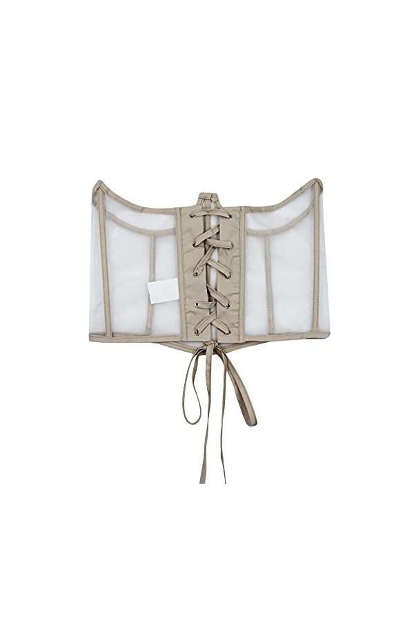 JUMISEE Bustier transparent à lacets avec chaîne en métal pour femme - - Medium