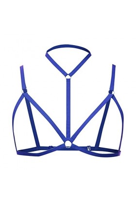 LIBELLEFLY Soutien-gorge sexy à lacets pour femme - Noir - Découpe réglable - Bande élastique - Robe sexy pour chambre à couc