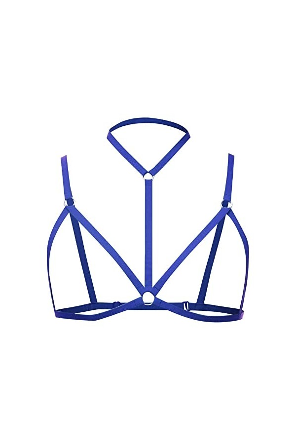 LIBELLEFLY Soutien-gorge sexy à lacets pour femme - Noir - Découpe réglable - Bande élastique - Robe sexy pour chambre à couc