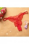 Générique Solide Dentelle féminine Sexy Transparent Culotte Thong Fashion Color Lingerie Ouverte Perle Red, One Size 