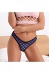 Culotte string sexy en dentelle pour femme avec dos en T et dos en T Transparent, Blue, M