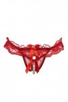 Vovotrade Femme Sexy Tentation sous-vêtements Pantalons Dentelle Ouverte Crotch Thong Mesh Perle Massage Free Size-Waistline