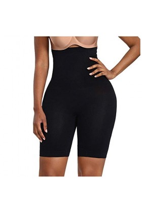 Gsheocm Sous-vêtements de sport pour femme - Coupe abdominale - Taille haute - Taille élastique - Coupe ajustée, Noir , M