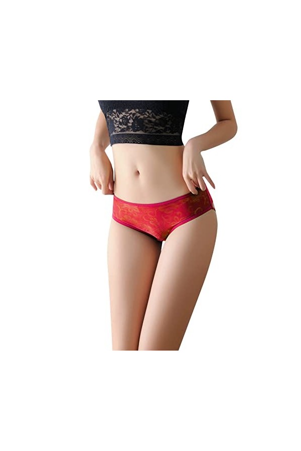 Femmes Sexy Dentelle évider brodé Maille Pure Culotte évider Taille Basse Grande Taille sous-vêtements Robe Bustier Blanc Cou