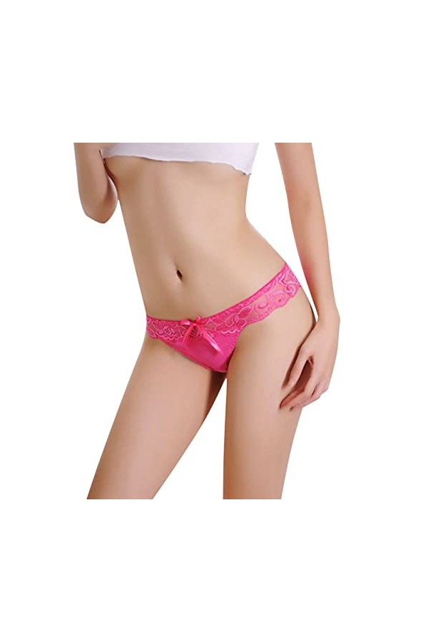 Culotte Chaude en Dentelle Taille Basse pour Femme String Jacquard Culotte Sexy Vide Transparente G-Strings Culotte réglable 