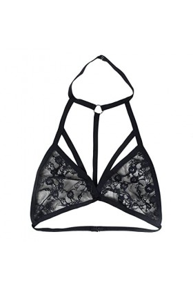 Lingerie Sexy pour Femme Soutien-Gorge en Dentelle Florale pour Femmes Deep V Sexy Bralette Lingerie Ensemble USA Black, L 