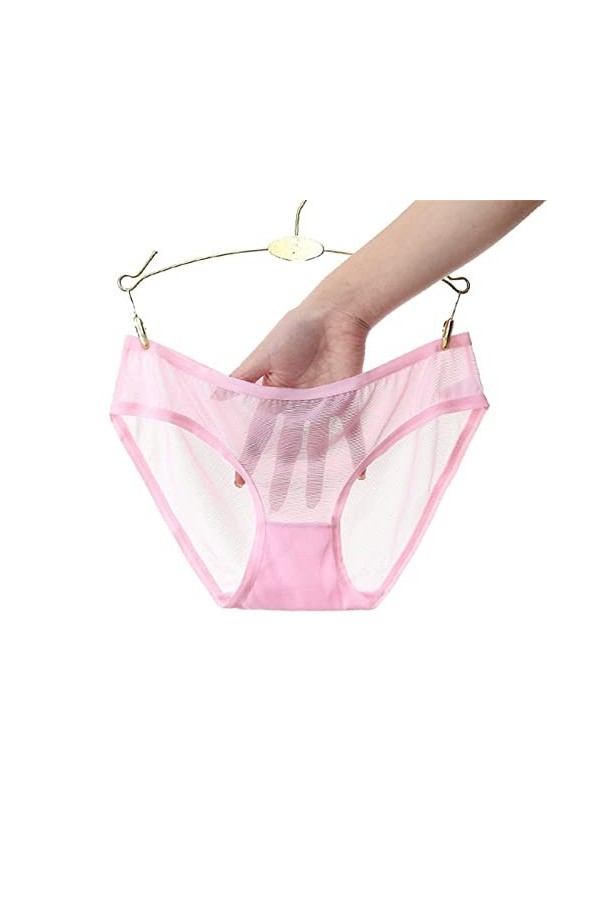 Body Sexy Manches Longues Slip Taille Basse en Maille Transparente pour Femme Culotte sans Couture Mignonne pour Femme Menstr