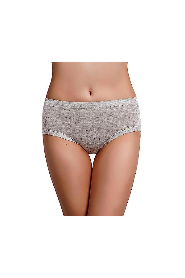 CreoQIJI Sous-vêtements pour femme de grandes tailles - Sexy - Couleur unie - Trois couches - Anti-fuite - Conservateur - Phy