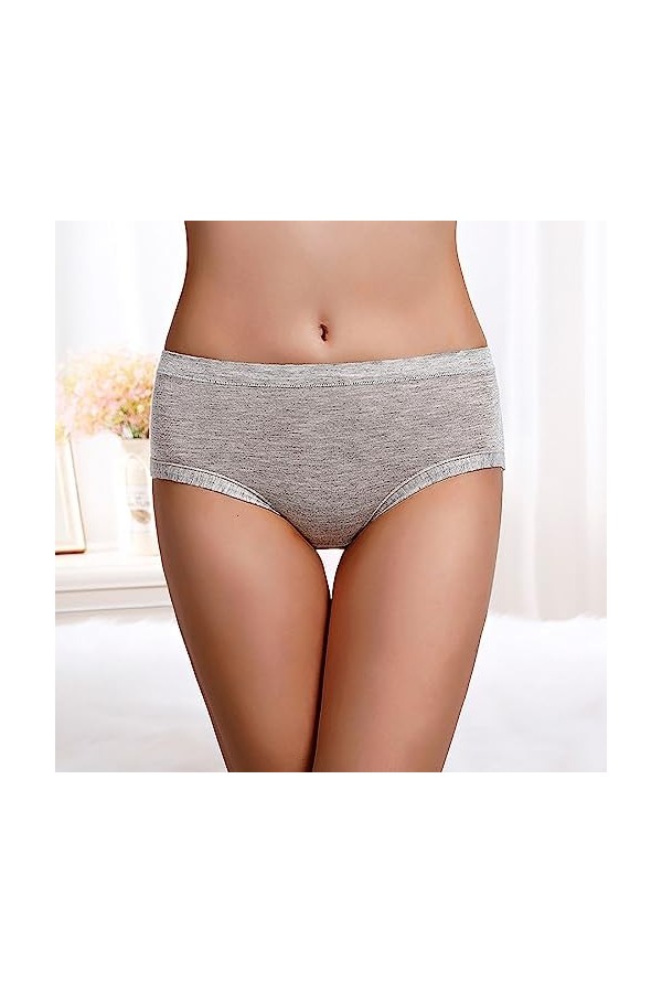 CreoQIJI Sous-vêtements pour femme de grandes tailles - Sexy - Couleur unie - Trois couches - Anti-fuite - Conservateur - Phy