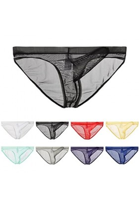 Gefomuofe String en dentelle pour homme - Sous-vêtement gay transparent - En maille filet - Sous-vêtement sexy transparent - 