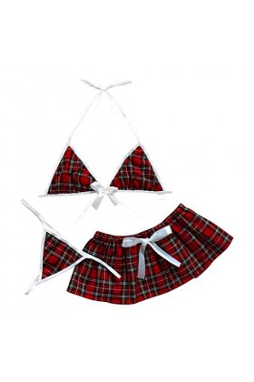 Femmes Uniforme Écolière Sexy, Sexy Costume Déguisement Chemise Mini Jupe Écossaise Jeu De Rôle