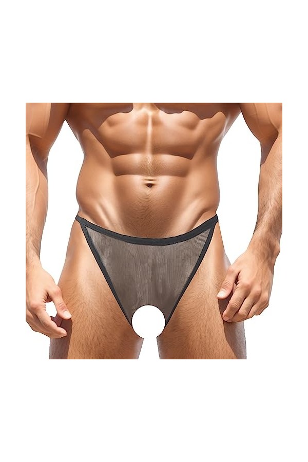 Gefomuofe Boxer homme string de bain homme string tanga homme transparent maille ouverture ouvert slip ouvert string homme bo