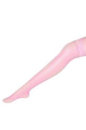 Bas respirants en maille dentelle femmes haute cuisse jeu de rôle lingerie, Rose, taille unique