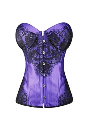 TaLcuS Full Steel Désossé Lace Up Back Sexy Femmes Corset Sexy Lingerie Top Floral Bustier avec G-string 4 Couleurs Color : 
