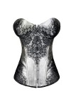 TaLcuS Full Steel Désossé Lace Up Back Sexy Femmes Corset Sexy Lingerie Top Floral Bustier avec G-string 4 Couleurs Color : 