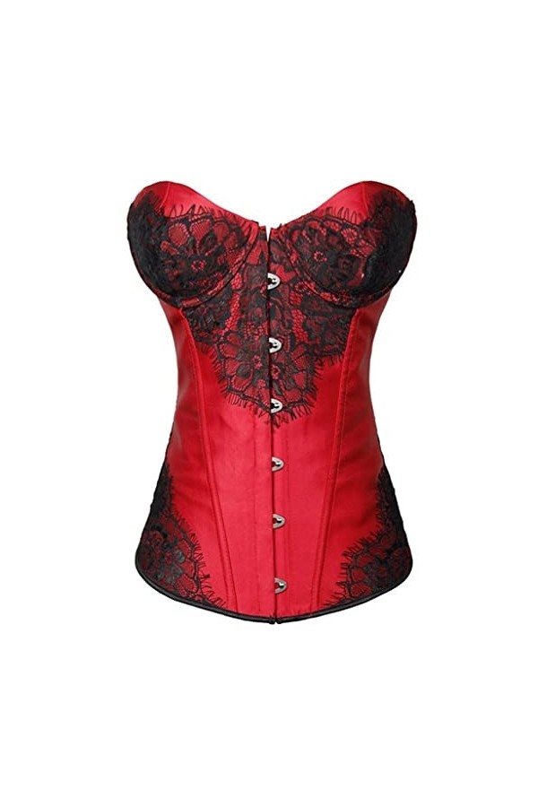 TaLcuS Full Steel Désossé Lace Up Back Sexy Femmes Corset Sexy Lingerie Top Floral Bustier avec G-string 4 Couleurs Color : 
