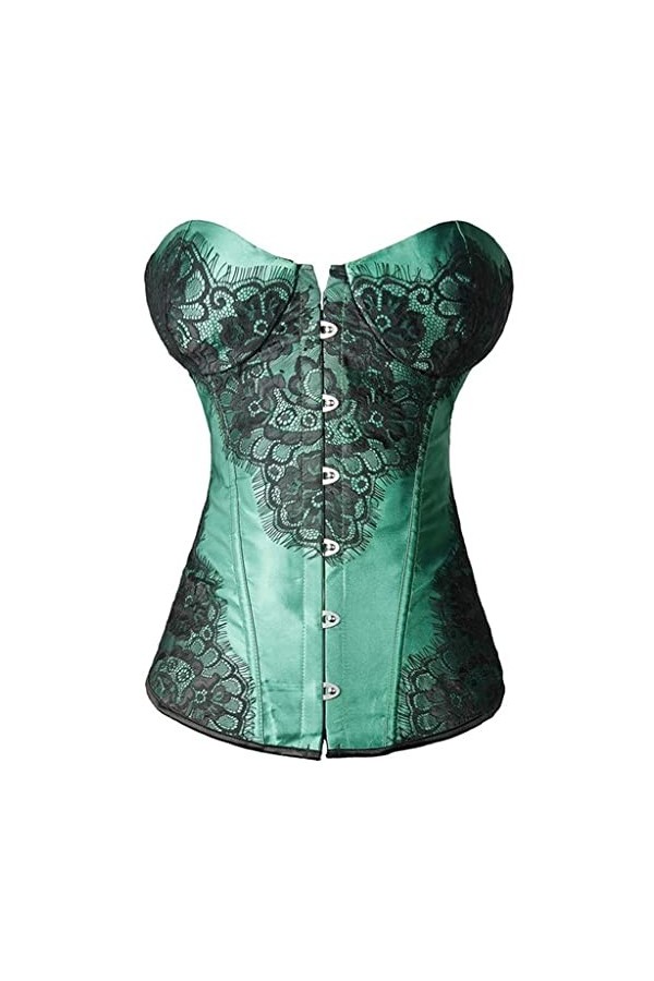 TaLcuS Full Steel Désossé Lace Up Back Sexy Femmes Corset Sexy Lingerie Top Floral Bustier avec G-string 4 Couleurs Color : 