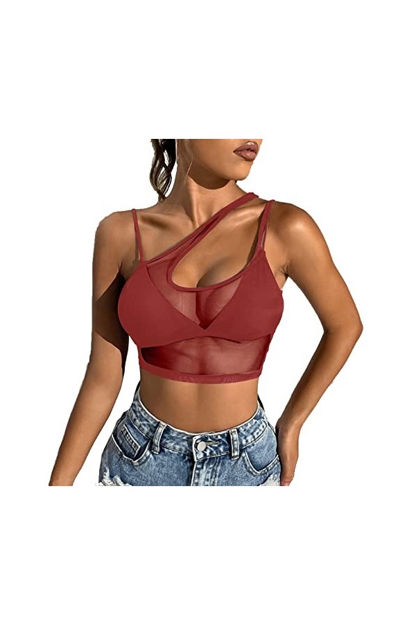 Lingerie Sexy pour Femme Hauts décontractés sans Manches pour Femmes Voir à Travers la Chemise Transparente pour Femmes en Ma