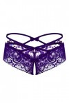 Jiabing sous-vêtements Slips Pantalon Appel Ouvert Dentelle Femmes T Lingerie Sexy Bow Entrejambe Body Dentelle Purple, One 