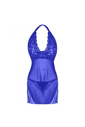 Covermason Femmes sexy lingerie set Nightdress pyjama dentelle Sling Sous-vêtements Lingeries Homme Sexy 3-Blue, M 