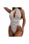 NILIHAI Ensemble De Lingerie De Nuit Femme Sexy Gorge Et Culotte Lingerie Soutien BrassièRe Culotte Sexe Blanc, L 