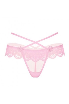 Vovotrade Femmes Sexy Dentelle Creuse sous-vêtements Femme G String à Taille Basse Rose 