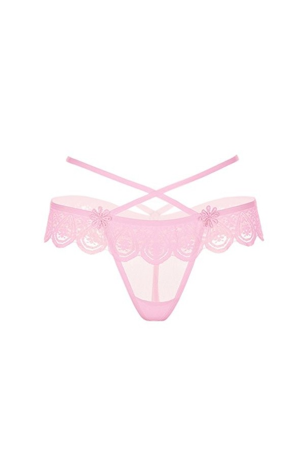 Vovotrade Femmes Sexy Dentelle Creuse sous-vêtements Femme G String à Taille Basse Rose 