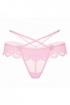 Vovotrade Femmes Sexy Dentelle Creuse sous-vêtements Femme G String à Taille Basse Rose 