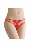 Culotte sexy pour femme - String taille basse - Dentelle creuse - Sous-vêtements exotiques pour femme, Rouge, taille unique