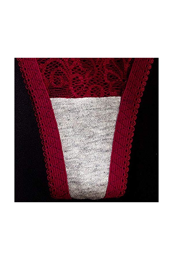 Générique String Sexy en Dentelle Transparente Creuse Taille Basse sans Couture pour Femme M-XL Combi Sexe Hot Pink, XL 