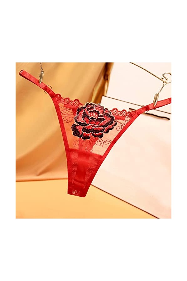 Jiabing Culotte Taille Basse brodée pour Femme Robe Bustier Sexy Red, One Size 