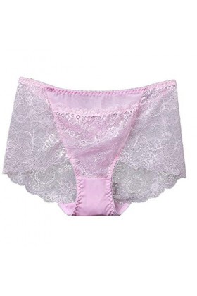 LULER Culotte sexy à taille haute en dentelle Culotte pour femme Culotte Culotte adolescente Lingerie, Rose, M