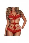 LULER Vêtements sexy dentelle G-string pénis vêtements de nuit sexy lingerie une pièce, rouge, XXL