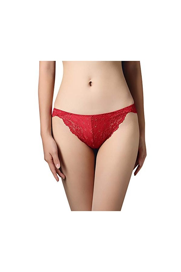 Zylione Sans couture portable femmes sexy fixe dentelle sexy culotte lift lingerie sous 2, rouge-a, XXL