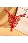 Jiabing Culotte brodée pour Femme Ceinture en Sexy Noeud réglable Culotte String Ouverte Entrejambe Sexy Menstruelle M Red, 