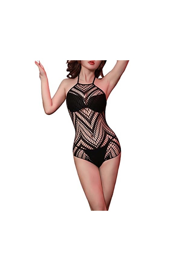 Générique Barboteuse Club Pantalons Longs sans Manches Lingerie Sexy Trois Points Passion Bas Serrés Tearable Sexy Net Ensemb