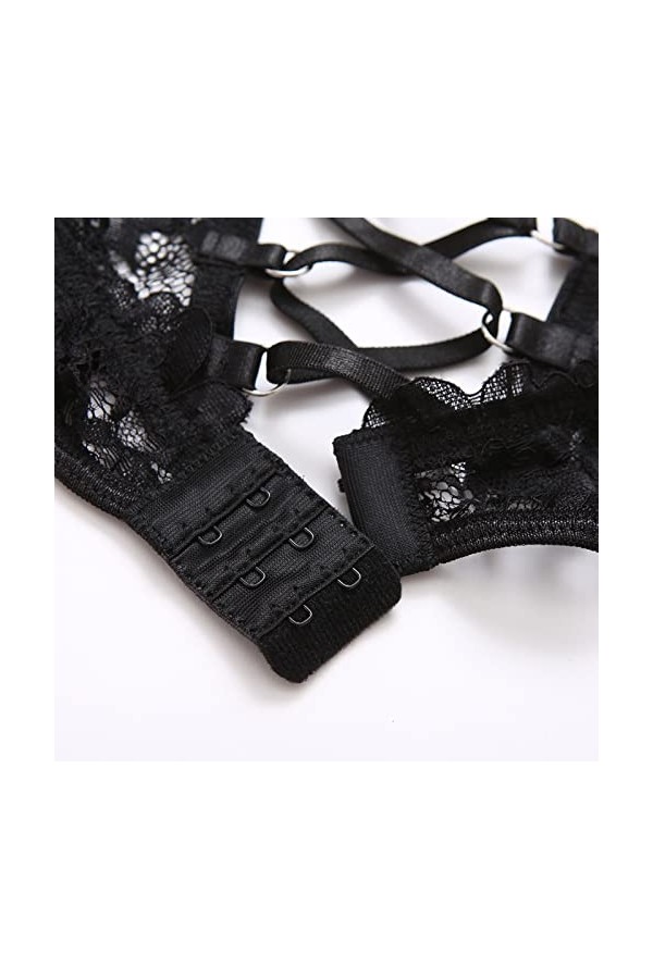 Lenceria Extreme Sexy Dessous sexy de luxe Noir Jarretière Lingerie sexy Soutien-gorge et culotte Cadeau de fête, Noir , M