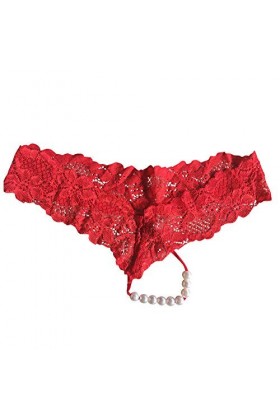 Générique Sexy Strings Femmes Lady Lady Lingerie Culottes sous-vêtements Dentelle G Robe Longue Lingerie Red, One Size 