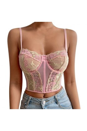 Lingerie Femme Sexy Ensemble Homme Sexy Hot y*2k Femmes Dentelle Soutien-Gorge sans Bretelles Satin Tube Top Crop Bustier Top