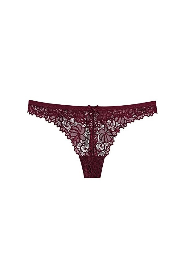 Femmes 1 Pièce Culotte Rose Floral Dentelle Bow Back Panty Transparent Évider sous-Vêtements Confort sans Couture Taille Bass