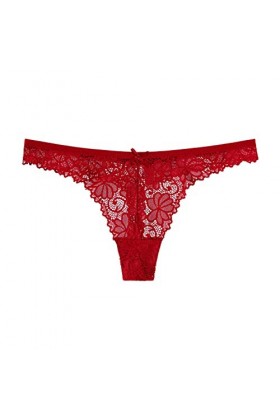 Femmes 1 Pièce Culotte Rose Floral Dentelle Bow Back Panty Transparent Évider sous-Vêtements Confort sans Couture Taille Bass